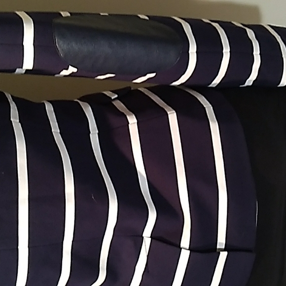 Sharp looking Navy White Blazer with Faux Leather Elbow Patchs and Collar - Picture 7 of 11